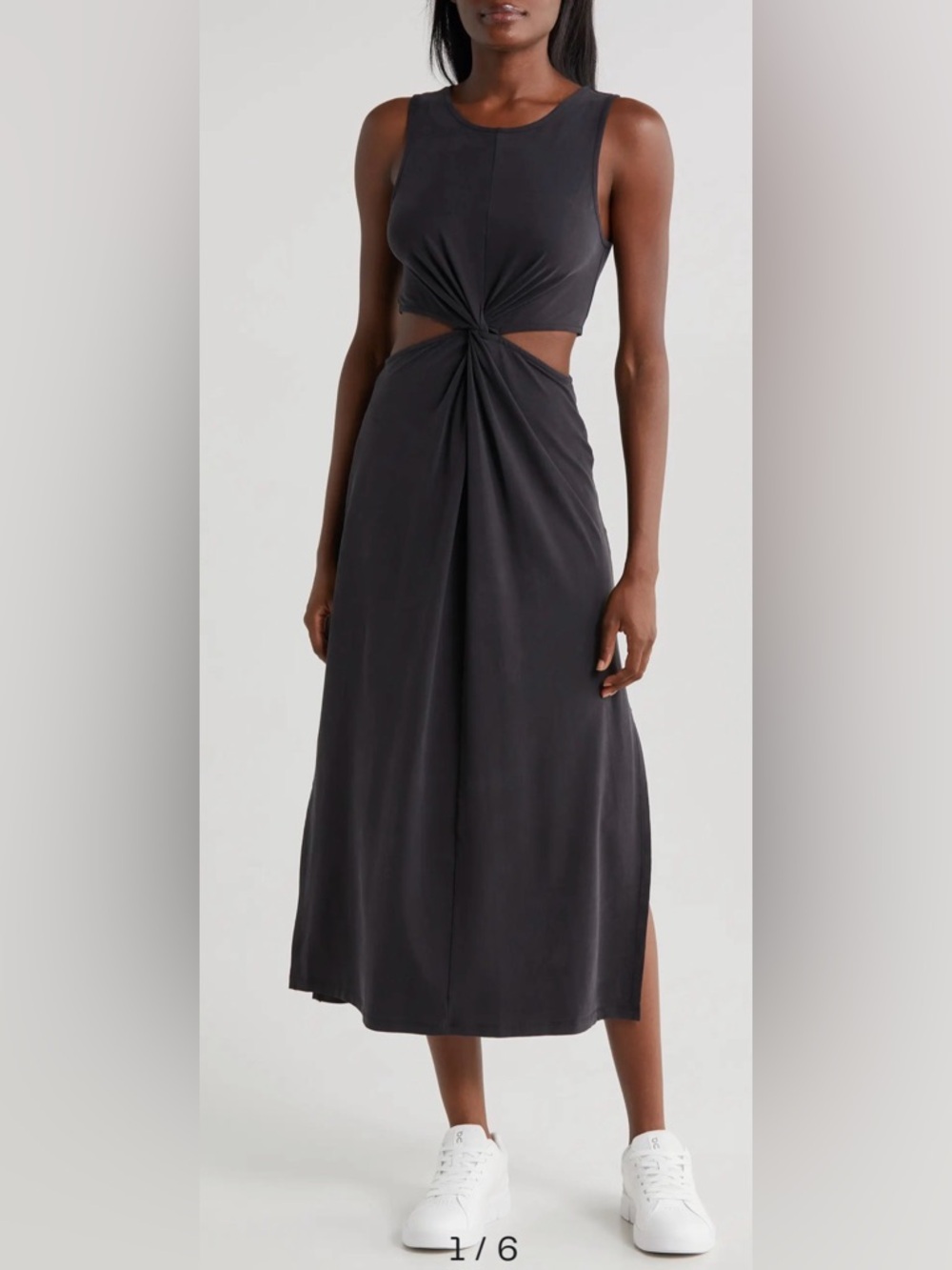 Beyond Yoga Black Twist-Knot Cutout Midi Dress M - Picture 11 of 15